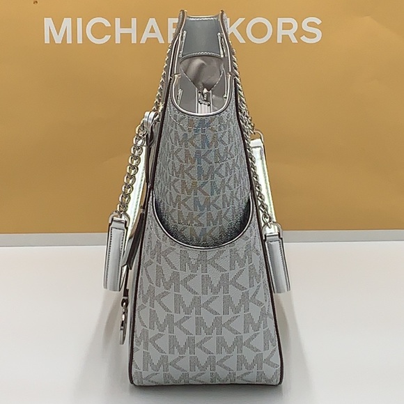 Michael Kors Jet Set Travel Large Chained Tote Shoulder Bag MK 
Silver

NWT - Picture 8 of 16